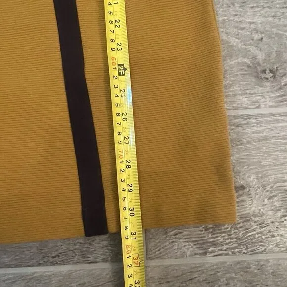 Boden Anita Ottoman Shift Dress Size 6P Gold Blue Ribbed Pullover Pockets Mini - Picture 7 of 7